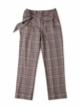 HELLESSY Pierre Plaid Trousers Women’s 8 Gray Red Tie Waist Designer Pants $790